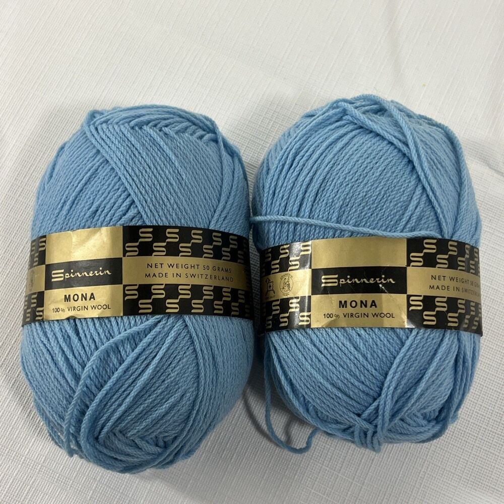 Spinnerin Mona - Virgin Wool - Yarn - Blue - 2 x 50 grams - NEW - Switzerland